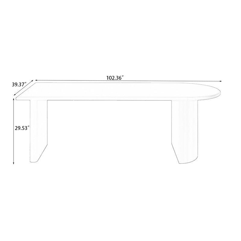 Table de salle à manger noire demi-cercle en bois massif, H 29,53 po x L 102,36 po x l 39,37 po