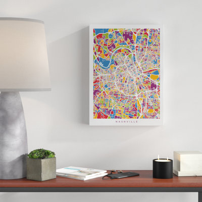 Nashville Tennessee City Map Color by Michael Tompsett - Graphic Art on Canvas