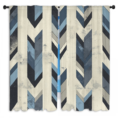 Arrow Pattern Window Curtains  Geometric Industrial Drapes - 2 Panels