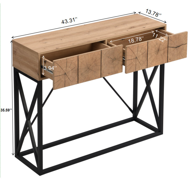 Console industrielle en bois de luxe pour salon, couloir, table avec canapé
