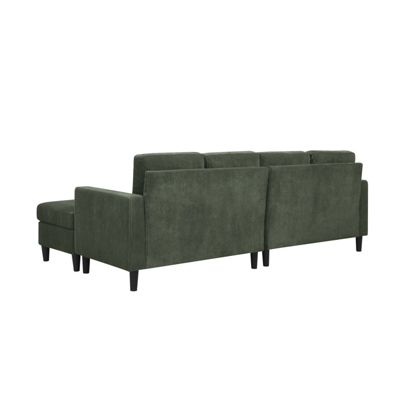 Cordory Upholstered Modular Sectional With 2 Ottomans, Dark Green Corduroy