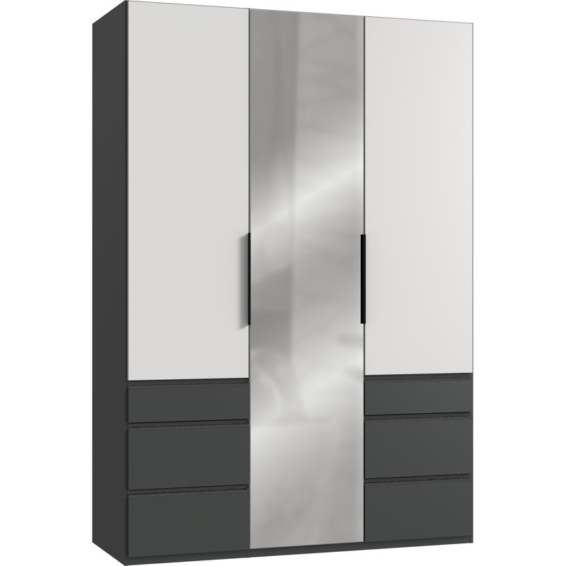 Guardino 3 Door Wardrobe, 216cm H x 150cm W x 58cm D, Graphite/White