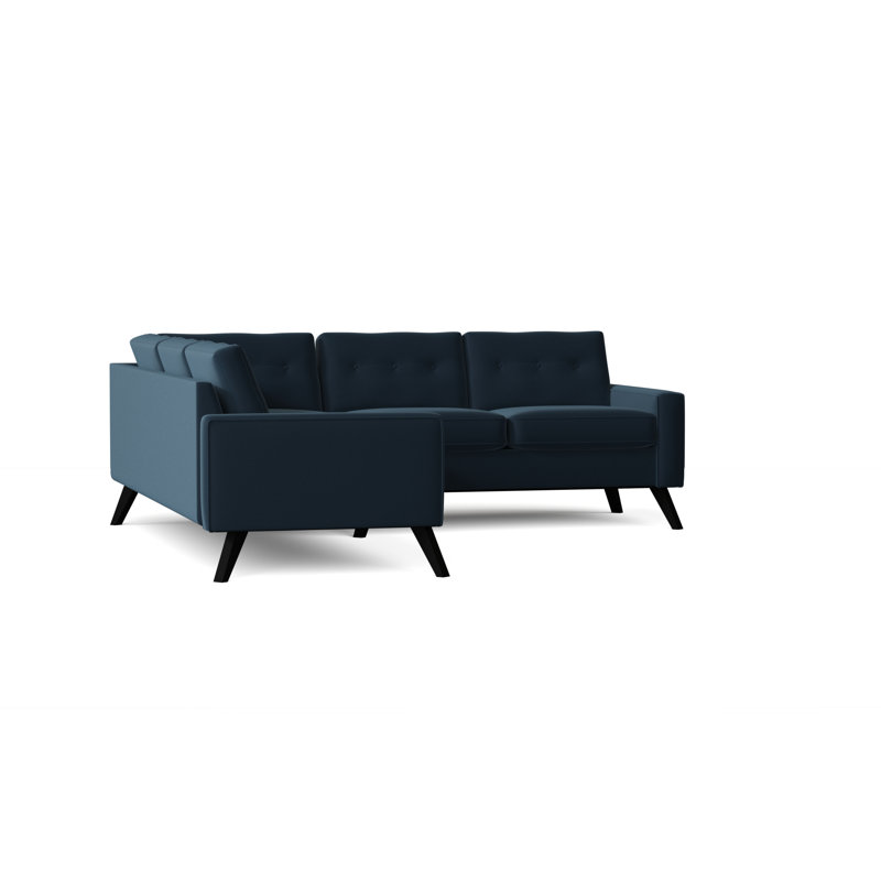 Canapé modulaire de coin en coton 96 po Amber, Azur Klein, Accoudoir à gauche (vu de face), Noir