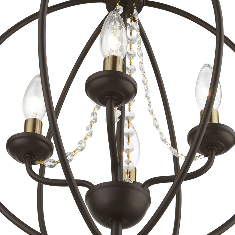 Ledjon 4 - Light Dimmable Globe Chandelier, Bronze/Antique Brass