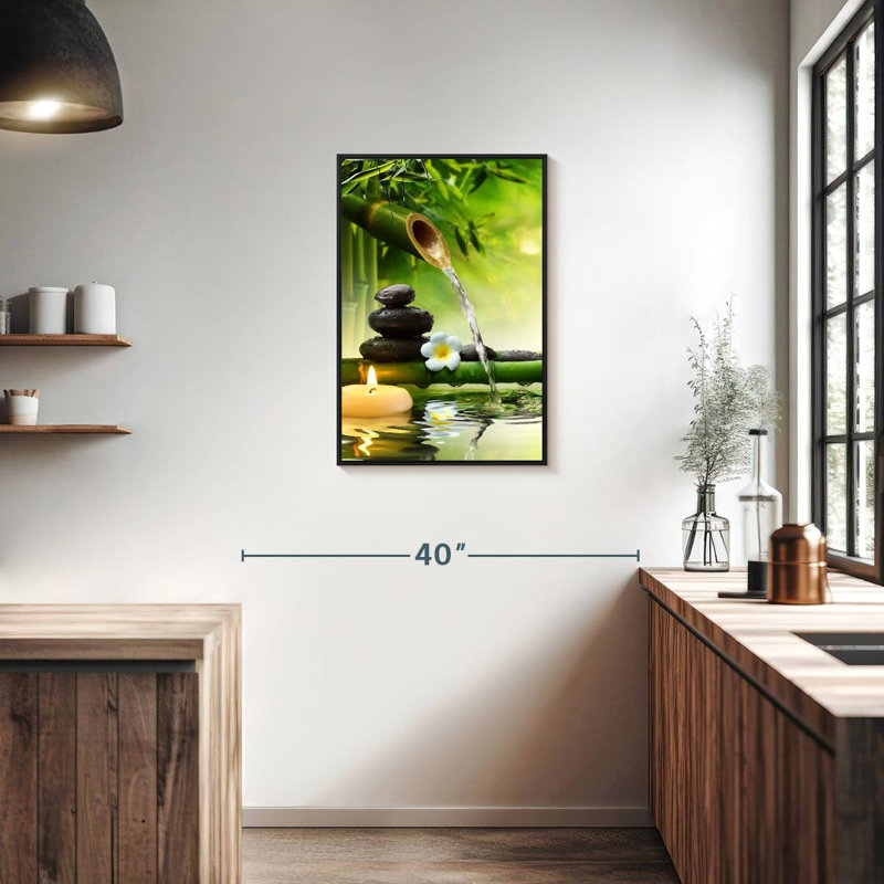Débit d'eau en bambou, Cadre flottant noir, 21 po x 31 po