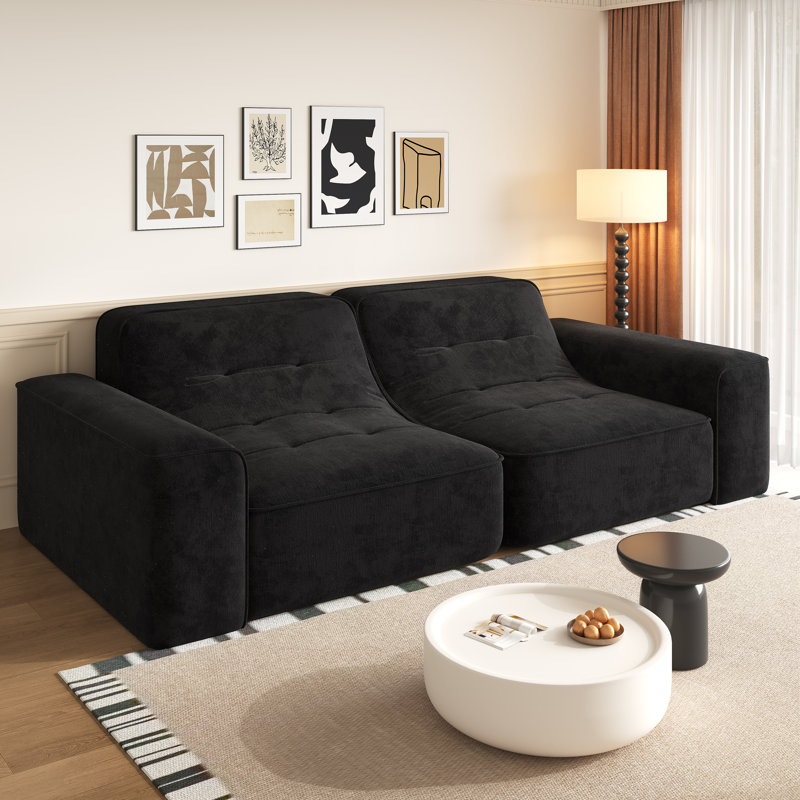 Canapé modulaire modulaire à 3 places en chenille l 83,6 po avec siège capitonné de 83 po, Noir