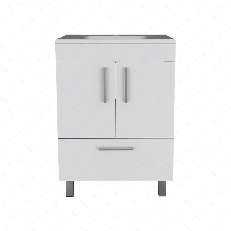 Meuble-lavabo simple blanc 2 portes
