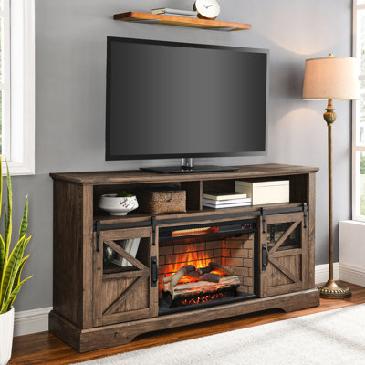 60" Electric Fireplace Entertainment Unit - Flame Without Heat Option, Infrared Remote, 70" Tv Fit, Construction 60-Inch Realistic Display, Door Sensor Protection, 1500W Supply, Fits Up To