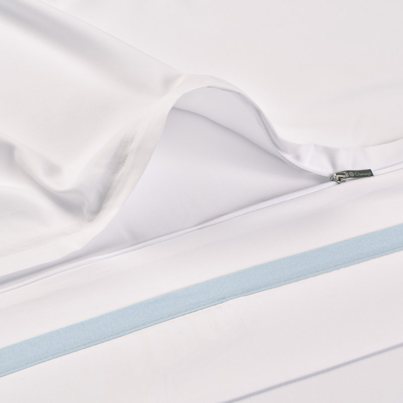 Ensemble de housse de couette brodée Chanasya, Housse de couette pour très grand lit et 2 taies , Bleu