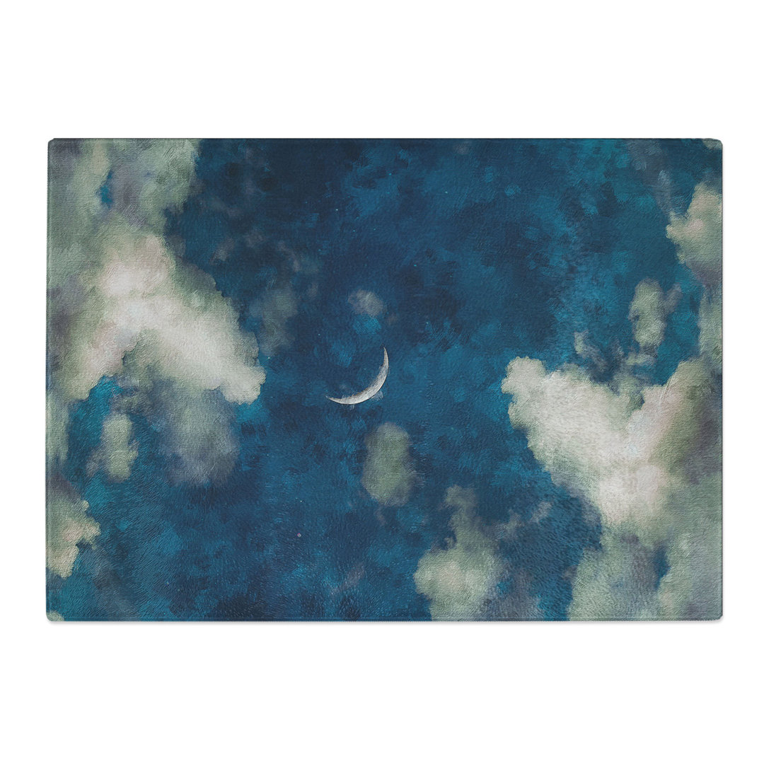 Tempered Glass Crescent Moon Through the Clouds Chopping Board