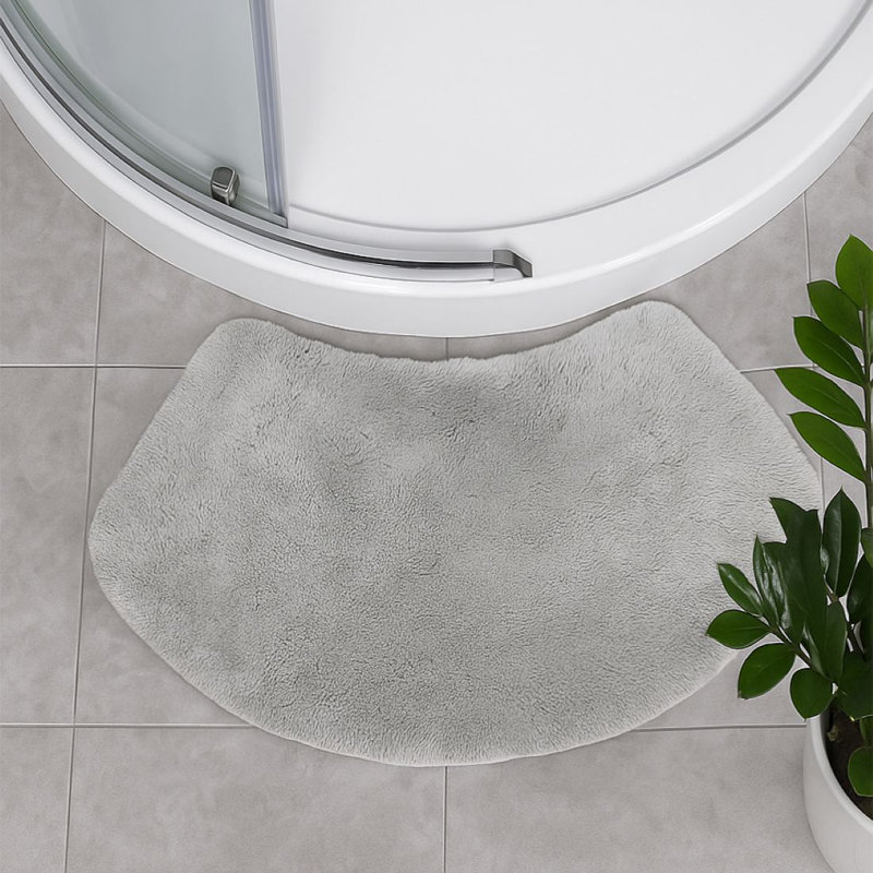 Curved Shower Bath Mat, Dove Grey