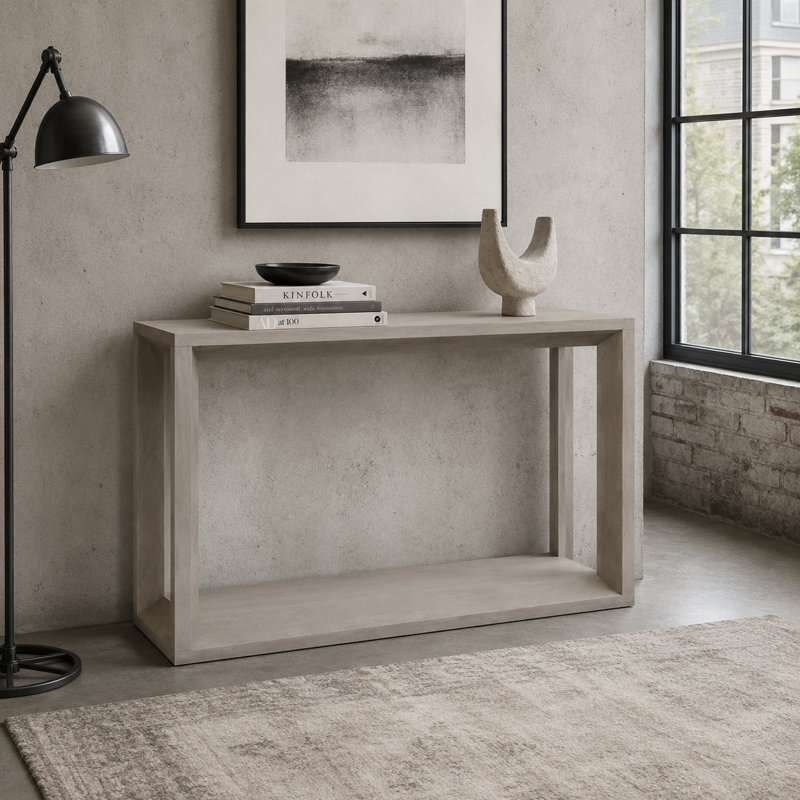 Modern Style Rectangular Console Table with Ample Storage for Entryway & Living Room, Grey