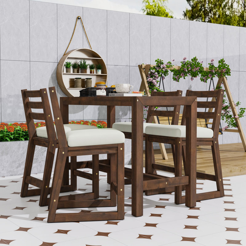 Ensemble de table de salle à manger 5 pièces avec 4 chaises, Moka