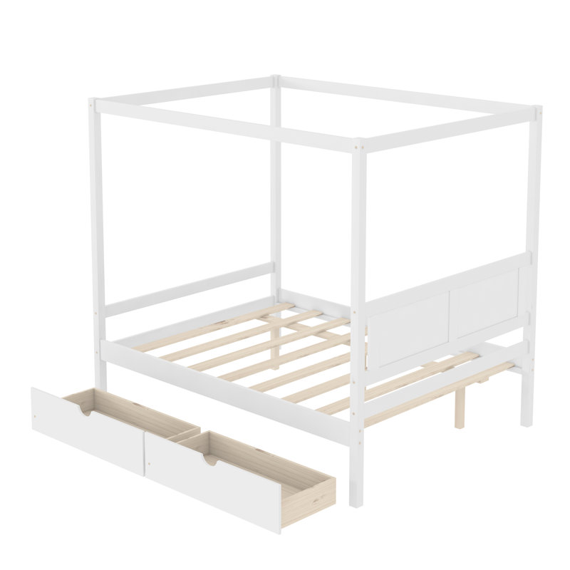 Lit plateforme double avec rangement Grovesend, Blanc
