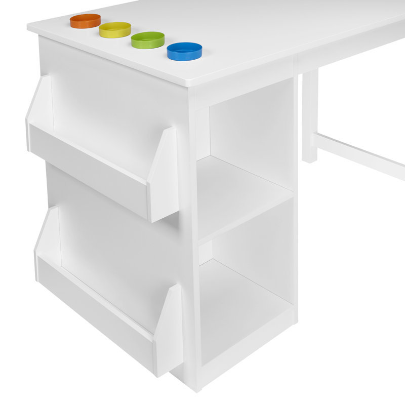 White Minimalist Children's Activity Table with Storage Bins