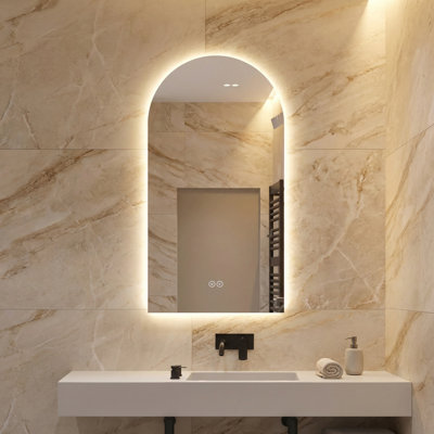 Miroir de salle de bain 51 po x 27 po à rétroéclairage DEL sans cadre, 3 lumières à intensité variable, antibuée, commande tactile, miroir de meuble-lavabo mural