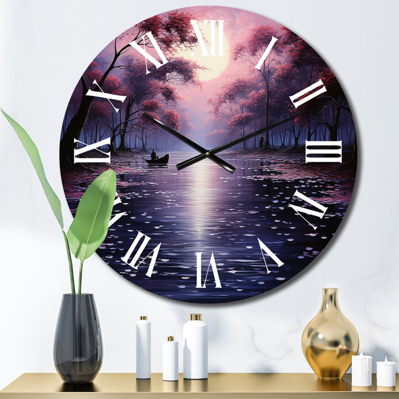 Horloge murale rose en métal Pointillism, Petit