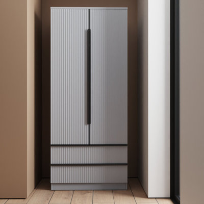 Lania Ripple Ridged 2 Door 2 Drawer Combination Wardrobe Matt Grey