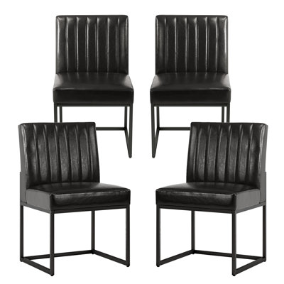 Faux Leather Upholstered Metal Side Chair by Ebern Designs
