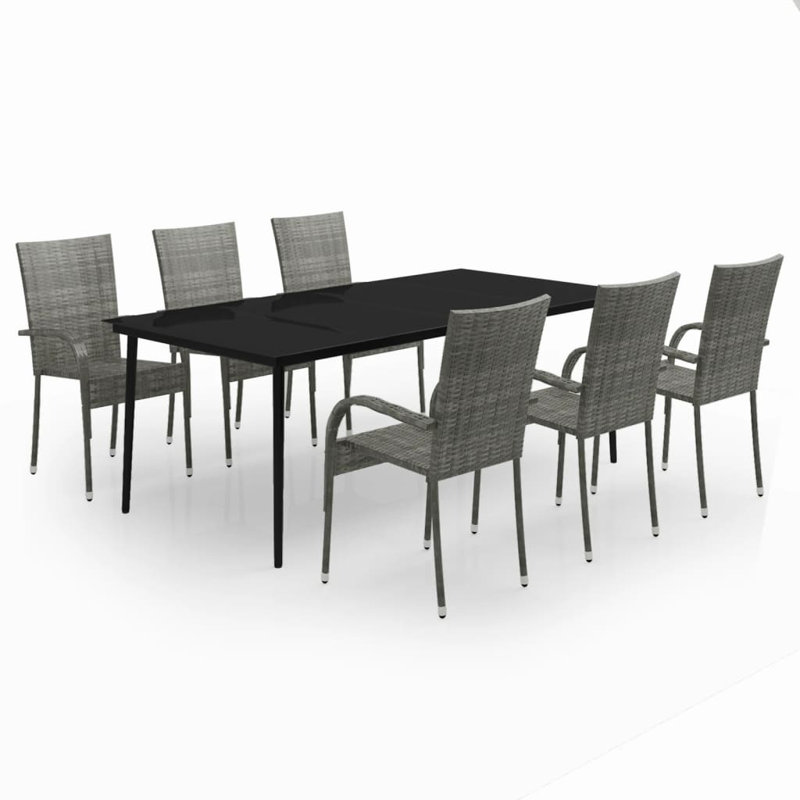 Rectangular 6 - Person Dining Set, Gray 