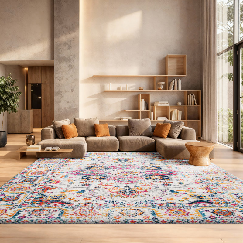 Christa Oriental Fuchsia/Ivory Area Rug, Rectangle 8' x 10'