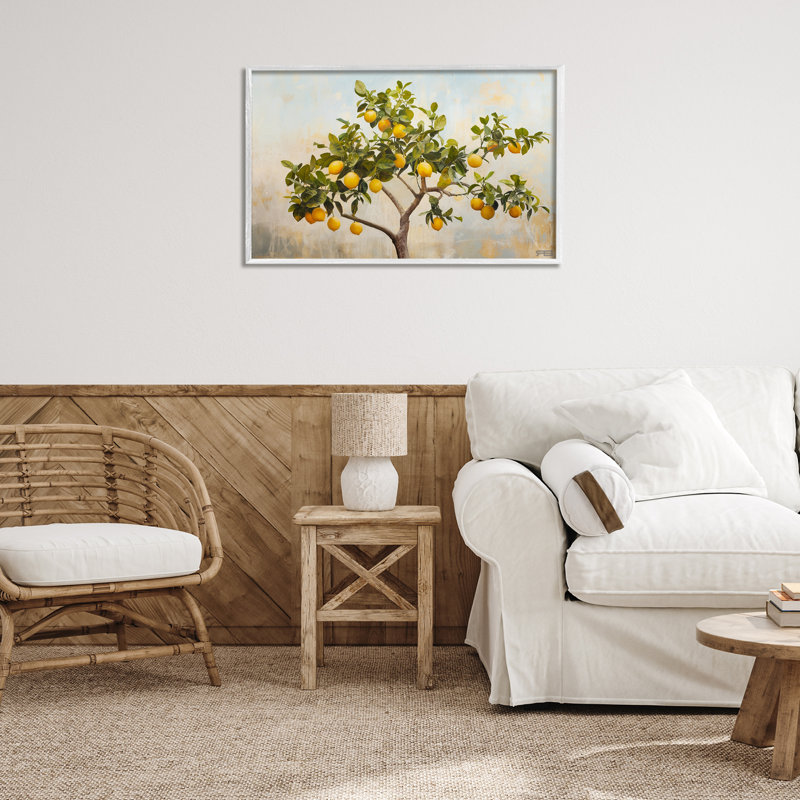 Lemon Tree Branches Giclee Art by RB, White Framed, 20" H x 30" W