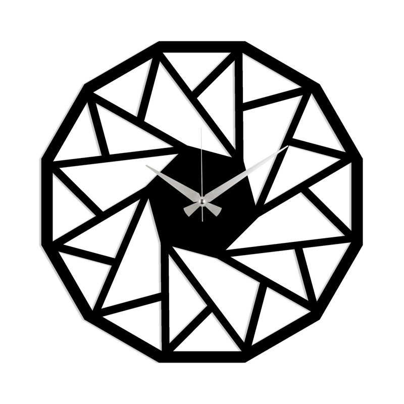 Hilkeus Metal Wall Clock, Black/Sliver