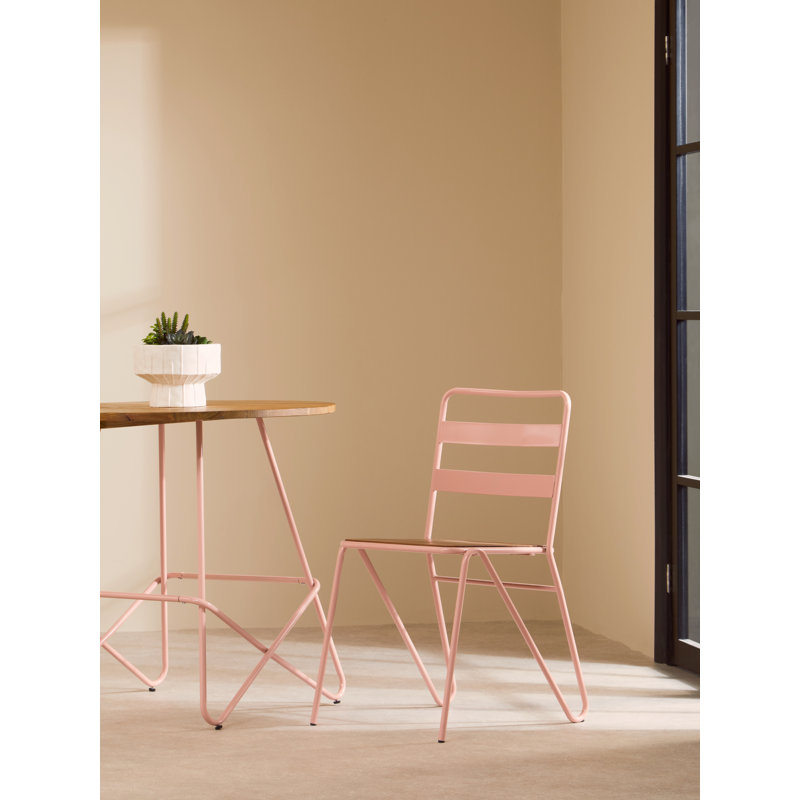 Swanage 45.5cm H Metal Ladder Back Side Chair, Peach