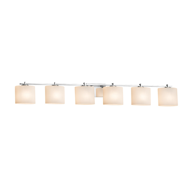 Éclairage pour salle de bain 6 lumières Casson, Chrome poli, Opale, DEL dédiée