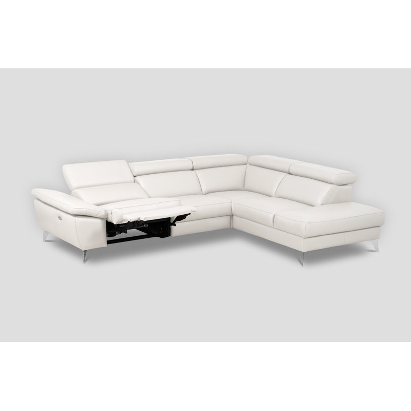 Power Reclining European Sectional with Adjustable Headrests & Armrest Veeha from Italian Leather Veeha, Orienté à droite