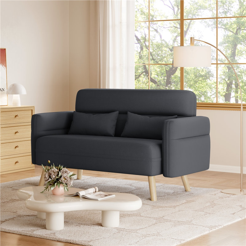 Boarisch 46.5" Upholstered Loveseat, Dark Gray