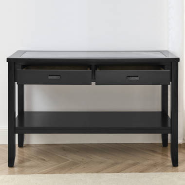 Eileen 62.2'' Console Table, Storage Sofa Table with Drawers and Shelves Wildon Home Color: Black