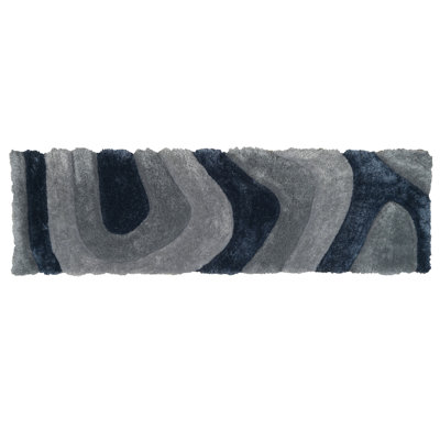 Mateos Collection Blue Geometric Runner Area Rug, 7'9 Runner