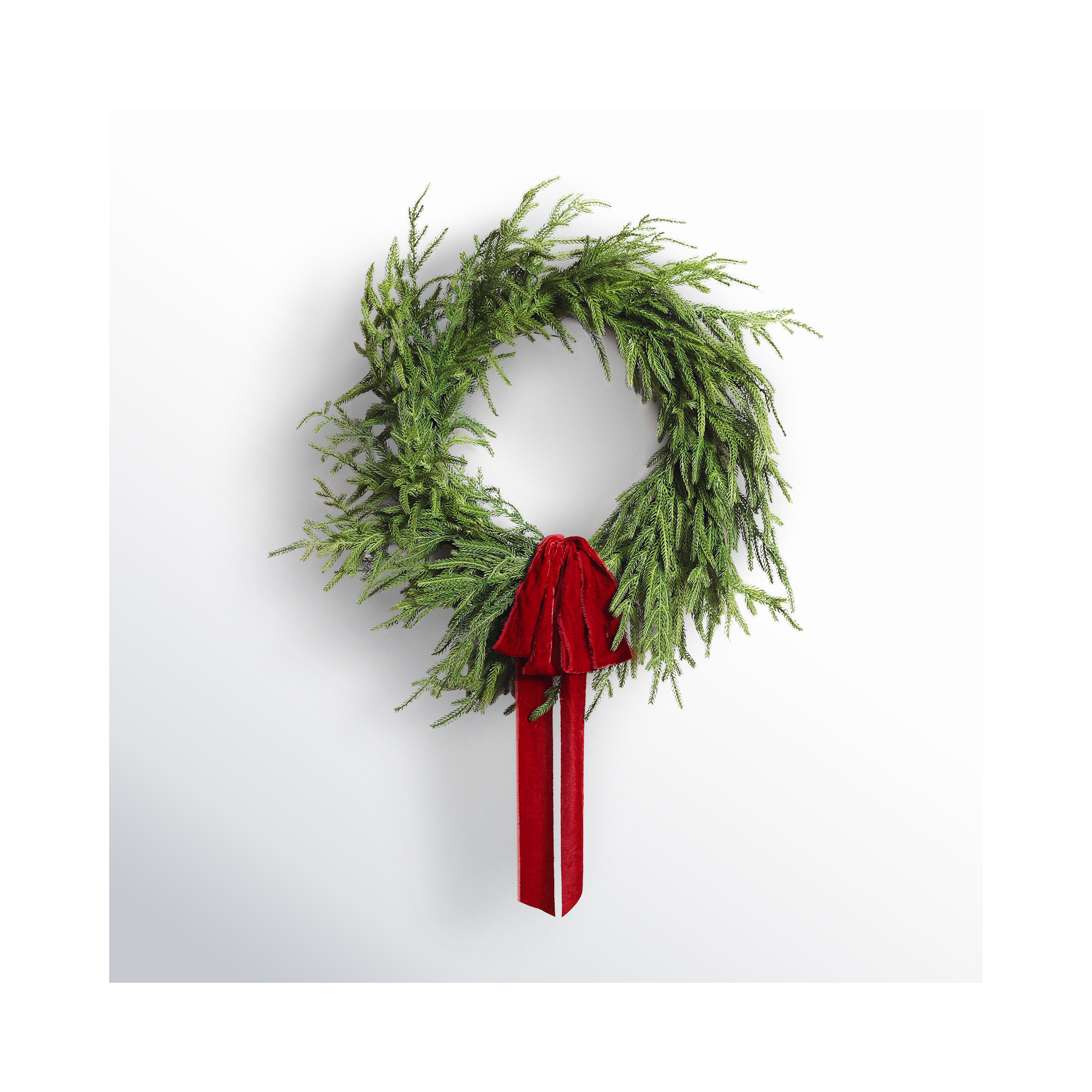 Faux Pine Wreath, 24" W x 24" H x 5" D