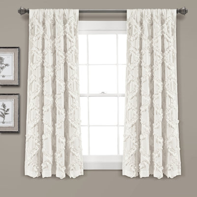 Ruffle Diamond Semi Sheer Curtain Pair