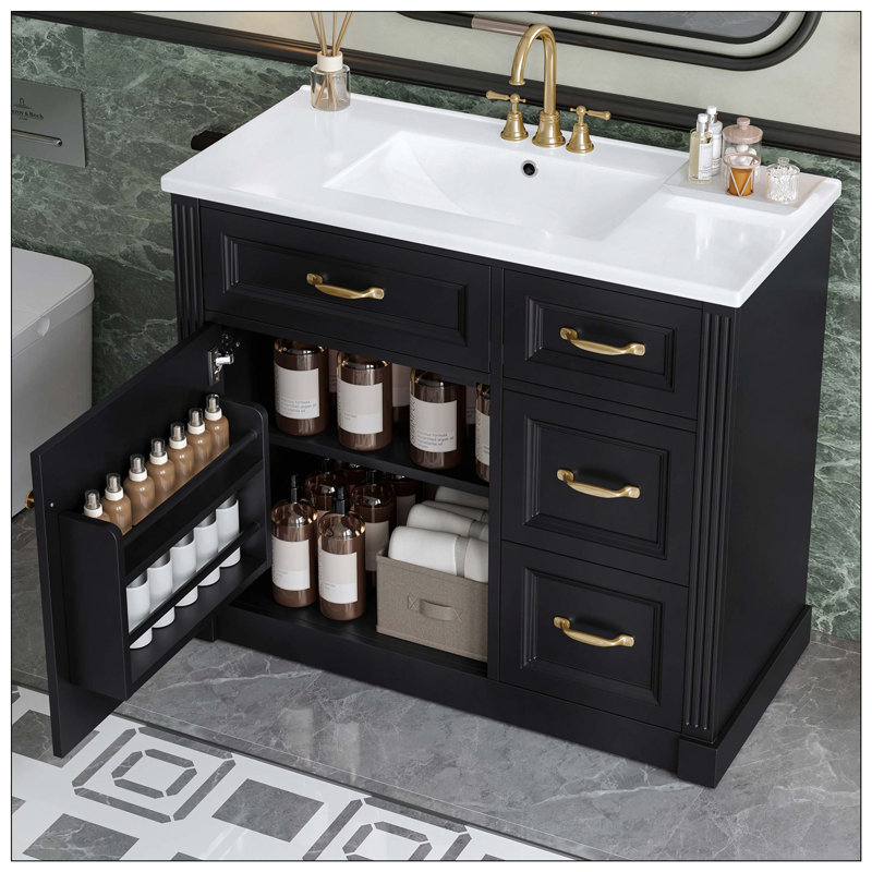 Tablette de meuble-lavabo en céramique Modern, Noir