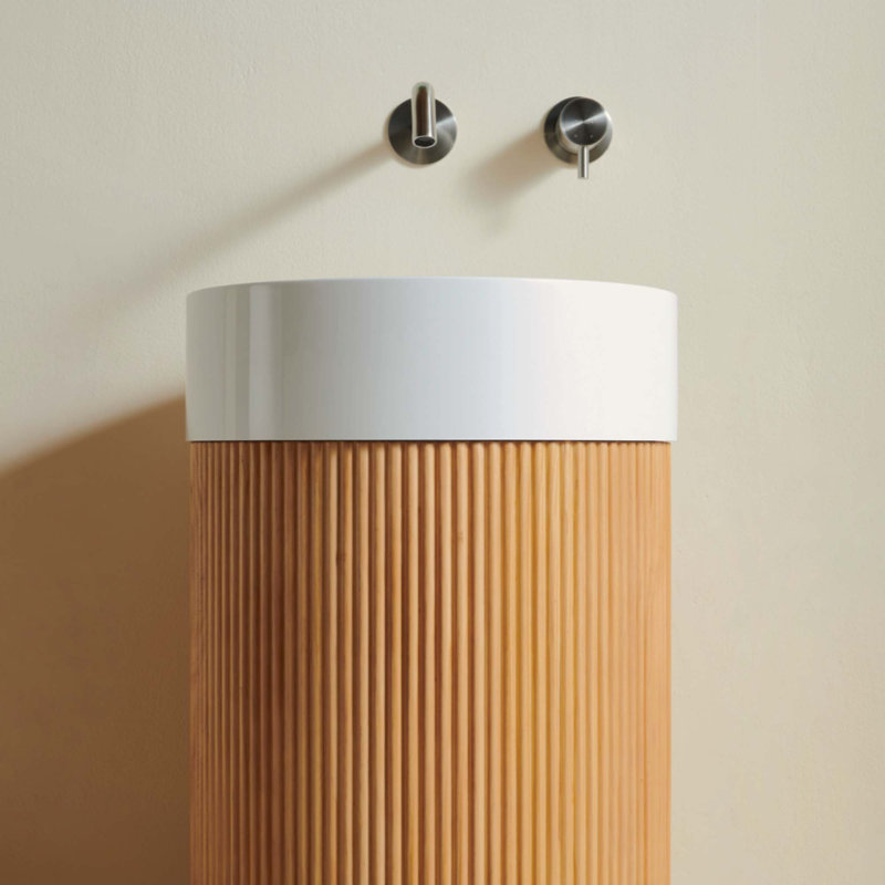 Lavabo de salle de bain rond à surface solide sans trou de robinet, sans armoire, sans couvercle d'évier, sans robinet
