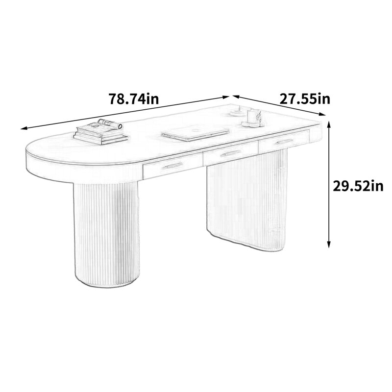 Bureau élégant et tendance, H 29,52 po x l 78,74 po x P 27,55 po
