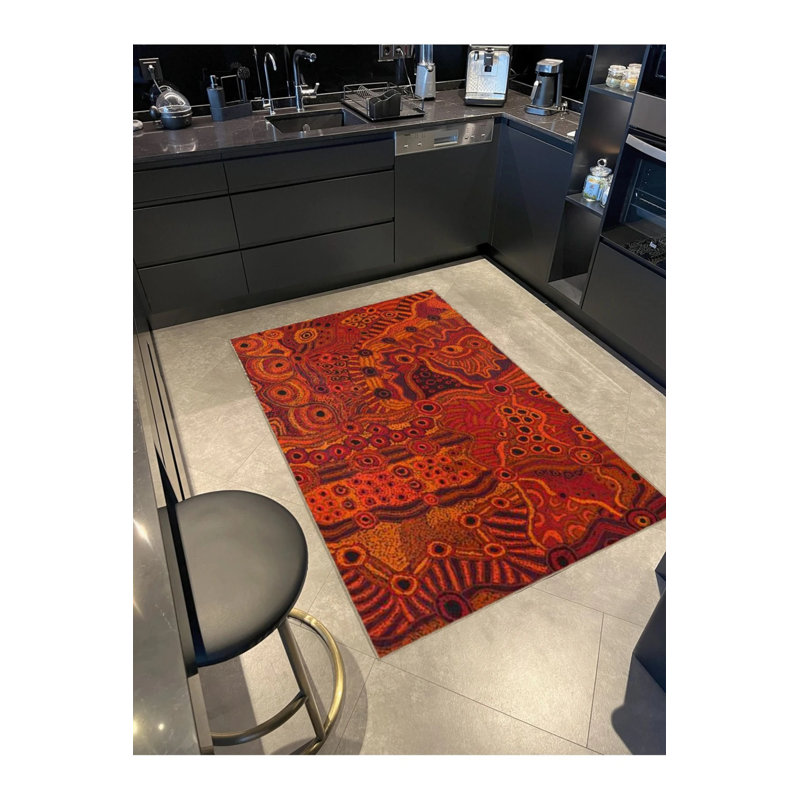 Tapis décoratif moderne à motif abstrait orange, Rectangle 2 pi 4 po x 4 pi