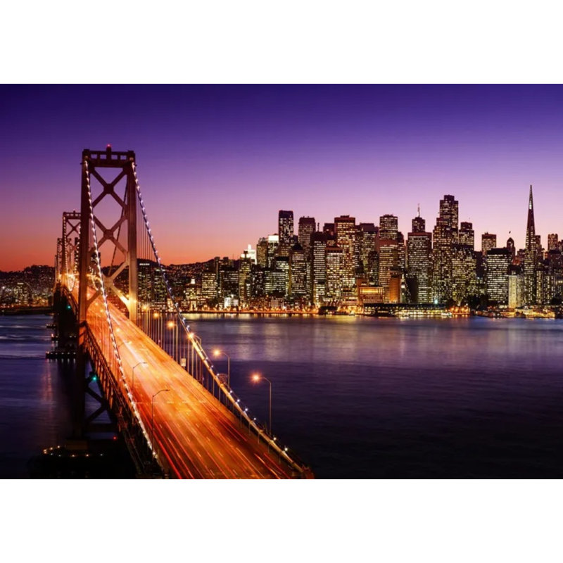 Papier peint San Francisco Skyline Bay Bridge Night, L 108 po x l 192 po