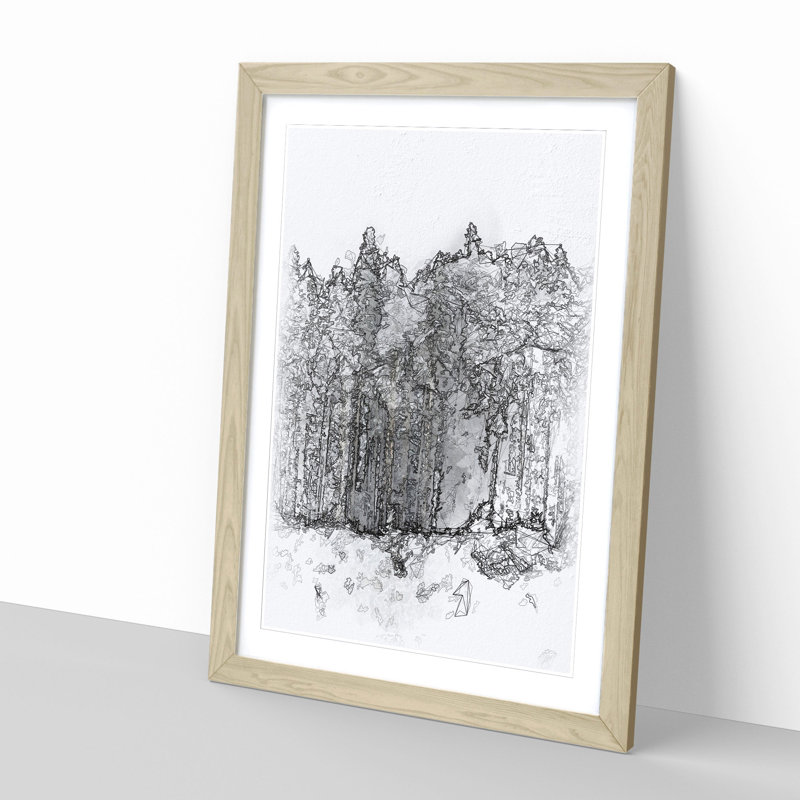 View Of A Winter Forest - Single Picture Frame Painting on MDF, 63cm H x 45cm W x 2cm D, Oak Framed