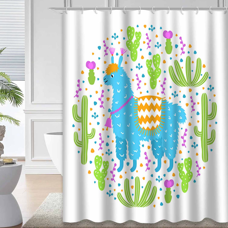 Rideau de douche imperméable coloré Floral Cactus Kids, L 72 po x l 78 po