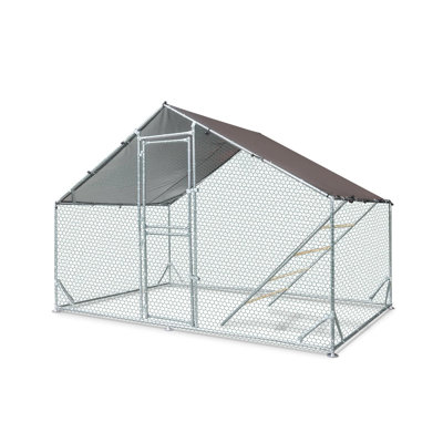 Large Chicken Coop for 10-15 Chickens Chicken Runs for Yard with Cover Metal Poultry Cage with Perch Hen House Chicken Pen Outdoor