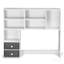 Bibliothèque de bureau, organisateur de rangement de bureau à 3 niveaux, étagère de rangement en bois 37 po x 10 po x 31,1 po, huche de bibliothèque de bureau avec deux tiroirs en tissu, pour bureau, maison et dortoir, blanc