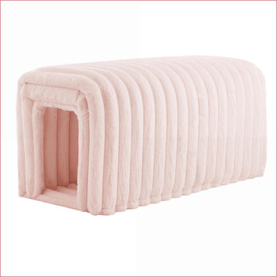 Banc avec repose-pieds et rangement Nid pour chat, de style crème pour le salon / le vestibule / la chambre à coucher | Rose | Velours côtelé