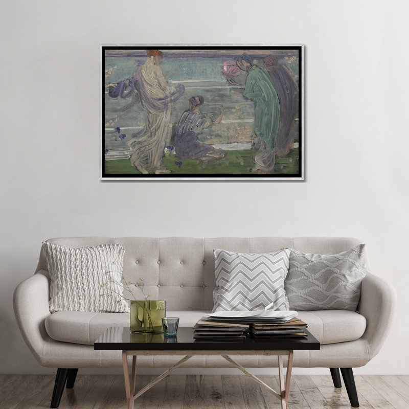 Variations en bleu et vert - reproduction d'art murale - toile encadrée, 32 po x 48 po, Framed Canvas, Argent