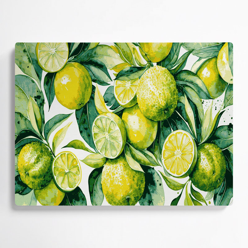 Art mural en métal beige Fruit Sudachi, H 11 po x l 14 po