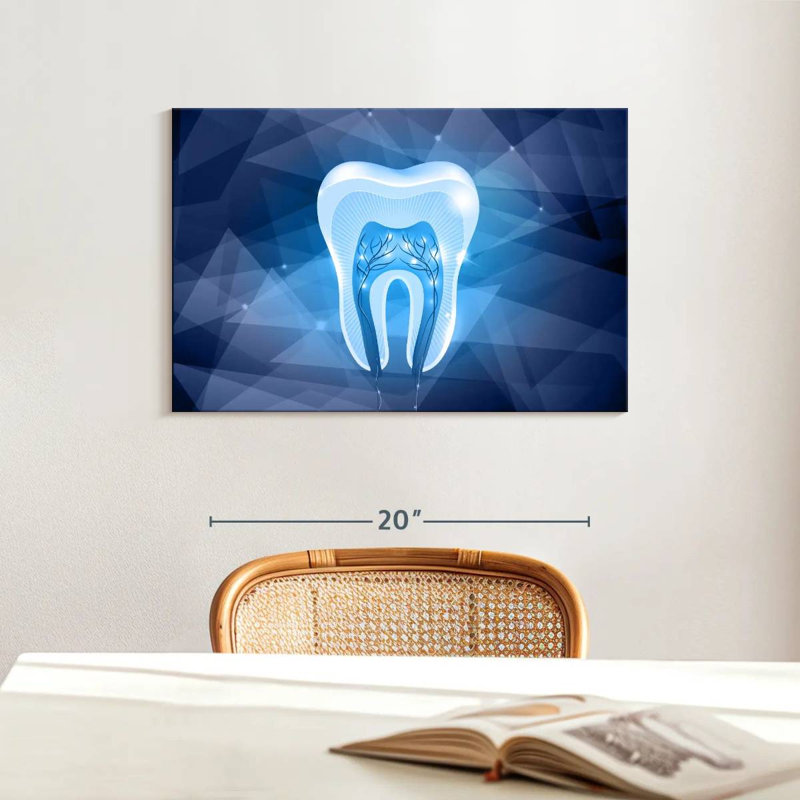 Dent géométrique sur toile, H 16 po x l 24 po x P 1,25 po