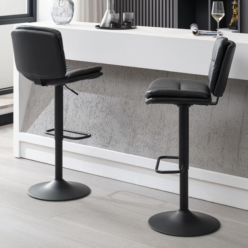 Tabouret de bar double à hauteur réglable et rembourré (ensemble de 4), Noir, 4