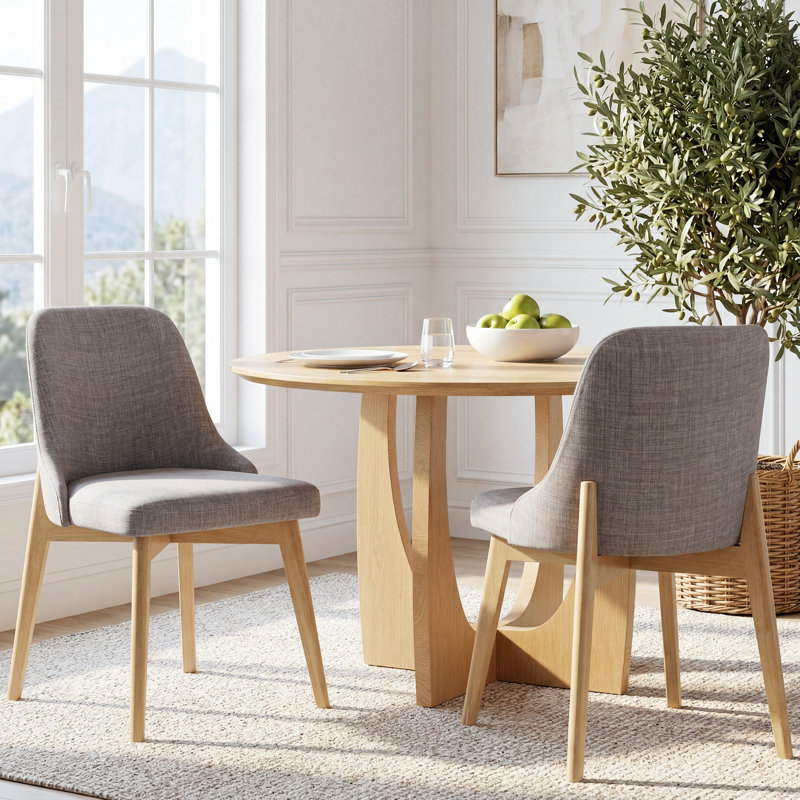 Chaises d'appoint rembourrées en tissu Luciana, Naturel, Gris clair